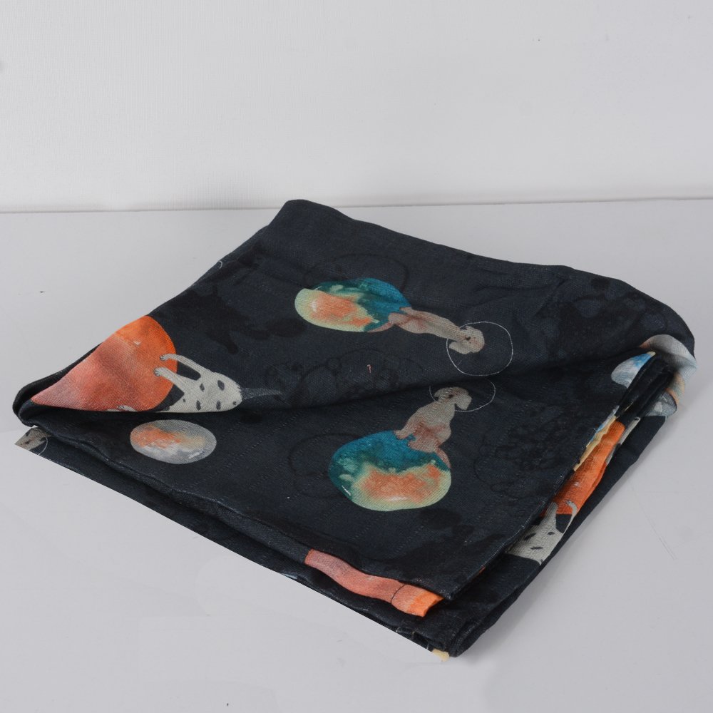 Galaxy Dog Müslin Çok Amaçlı Örtü Siyah - 90x90