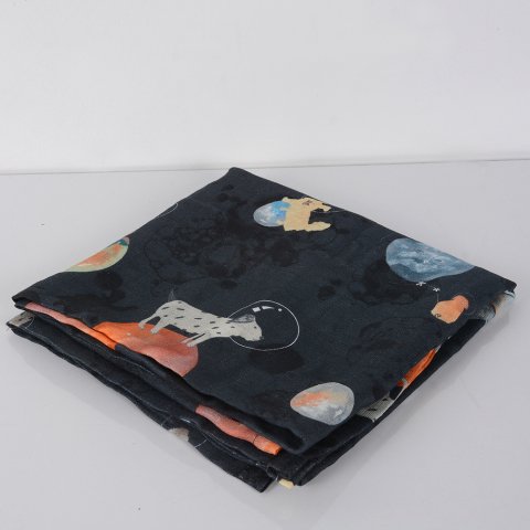 Galaxy Dog Müslin Çok Amaçlı Örtü Siyah - 90x90