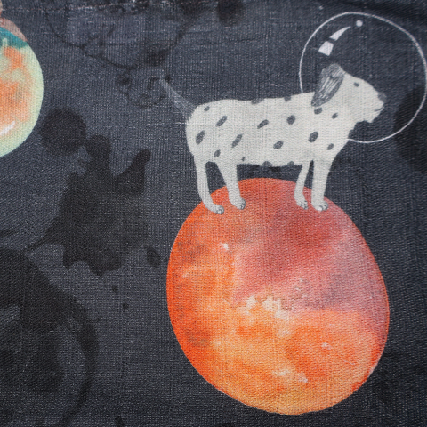 Galaxy Dog Müslin Çok Amaçlı Örtü Siyah - 90x90