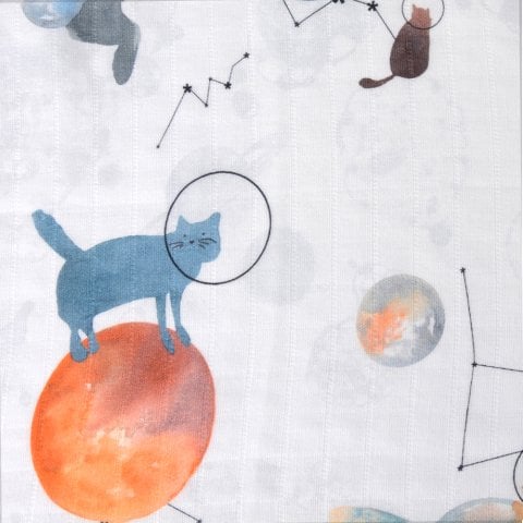 Galaxy Cat Müslin Çok Amaçlı Örtü Beyaz - 30x30*3
