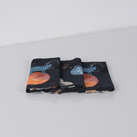 Galaxy Cat Müslin Çok Amaçlı Örtü Siyah - 30x30*3