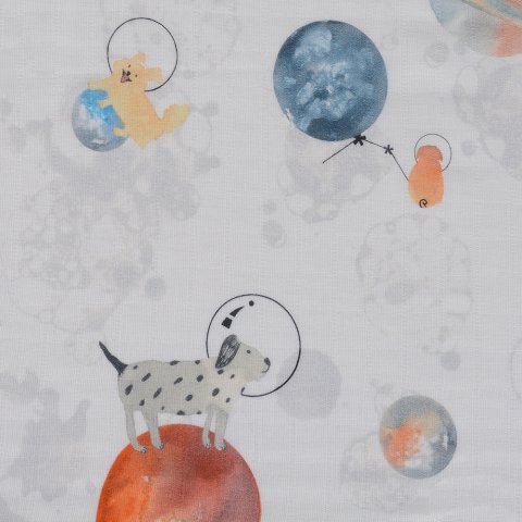 Galaxy Dog Müslin Çok Amaçlı Örtü Beyaz - 30x30*3