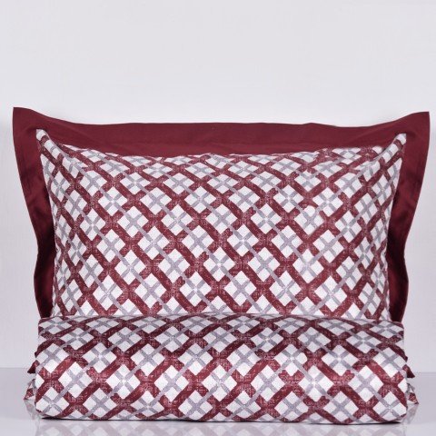 % Pamuk Saten Carter  Nevresim Takımı Bordo - Çift Kişilik - Fitted Çarşaf