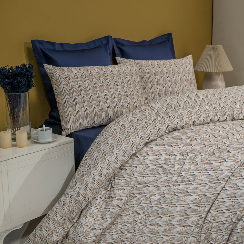 %100 Pamuk Saten Matches  Nevresim Takımı Hardal - Çift Kişilik - Düz Çarşaf