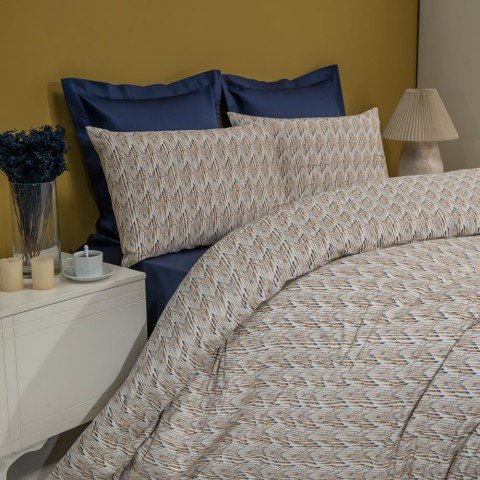 %100 Pamuk Saten Matches  Nevresim Takımı Hardal - Çift Kişilik - Fitted Çarşaf