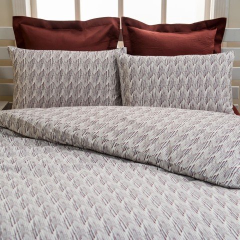 %100 Pamuk Saten Matches  Nevresim Takımı Gri - Çift Kişilik - Düz Çarşaf