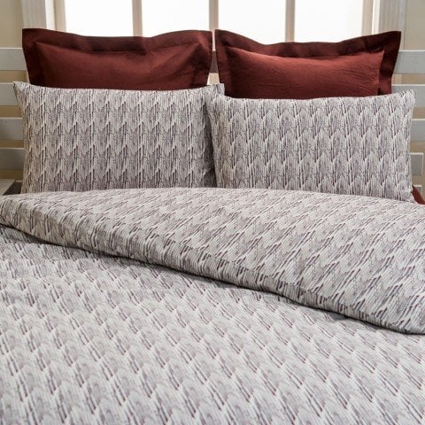 %100 Pamuk Saten Matches  Nevresim Takımı Gri - Çift Kişilik - Fitted Çarşaf