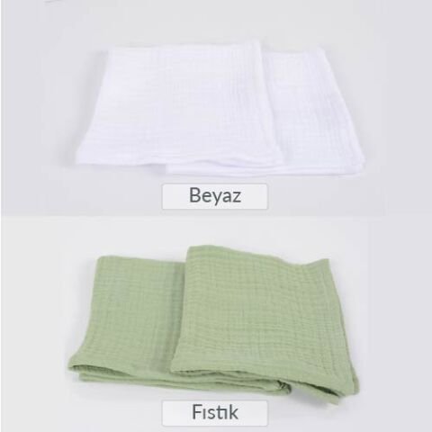 Seçmeli 2 Adet 35x35 cm 4 Kat Müslin Ağız Bezi Bebek Bakım Seti