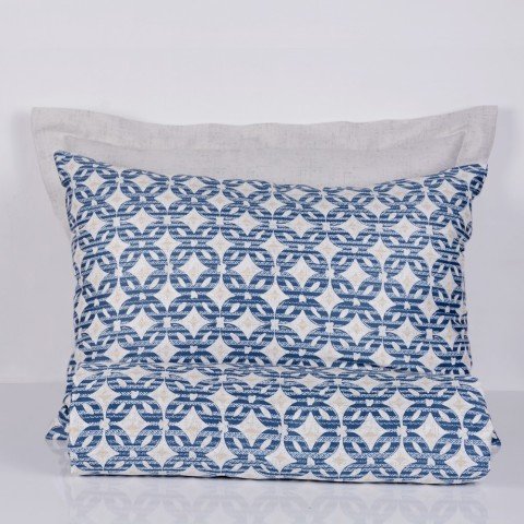 %100 Pamuk Saten Manu  Nevresim Takımı Mavi - Çift Kişilik - Fitted Çarşaf