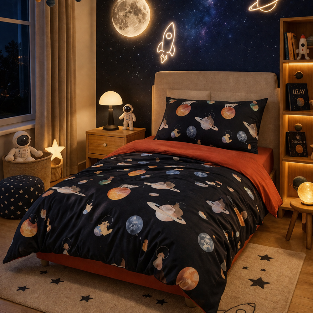 Galaxy Dog Tek Kişilik Nevresim Takımı