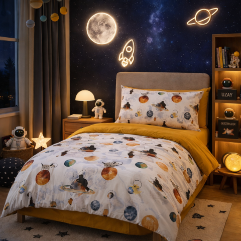Galaxy Dog Tek Kişilik Nevresim Takımı