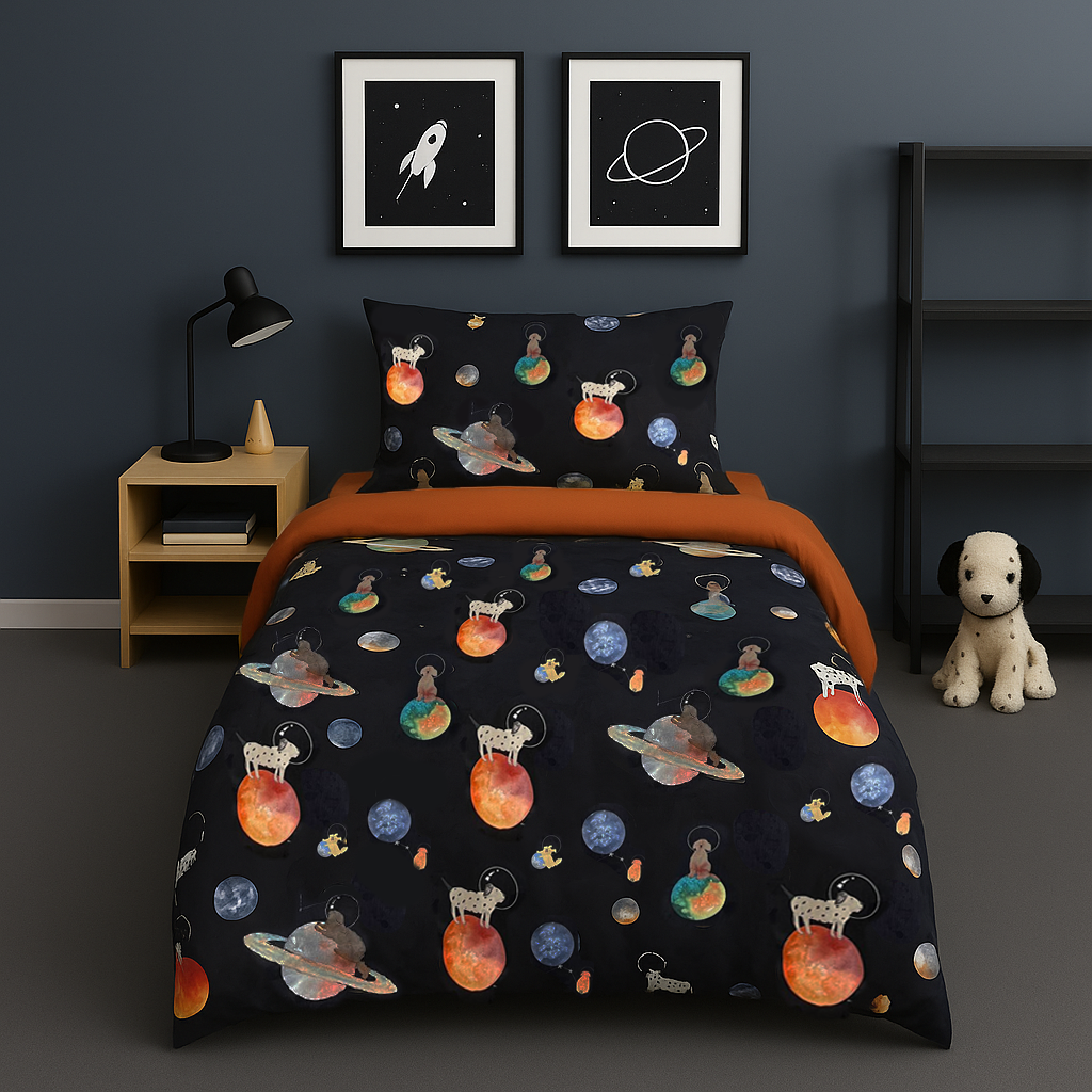 Galaxy Dog Tek Kişilik Nevresim Takımı