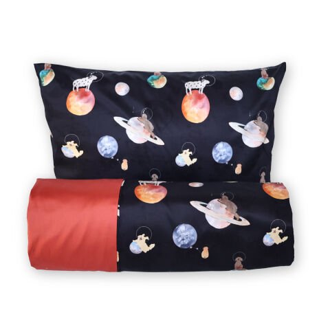 Galaxy Dog Tek Kişilik Nevresim Takımı Siyah - Nevresim Takımı