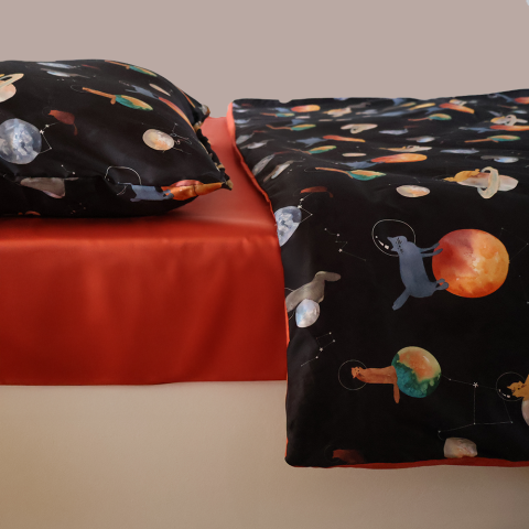 Galaxy Cat Tek Kişilik Nevresim Takımı Siyah - Nevresim Takımı