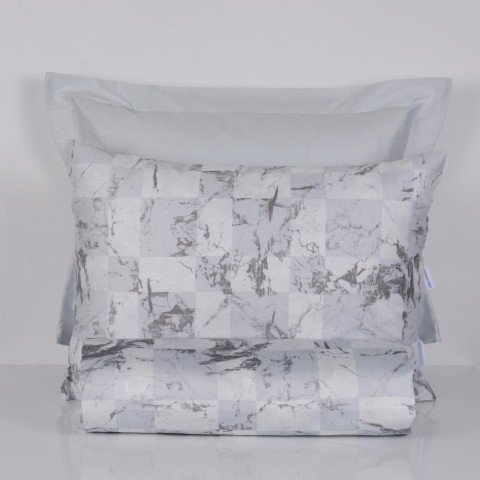 %100 Pamuk Saten Russo  Nevresim Takımı Gri - Çift Kişilik - Fitted Çarşaf