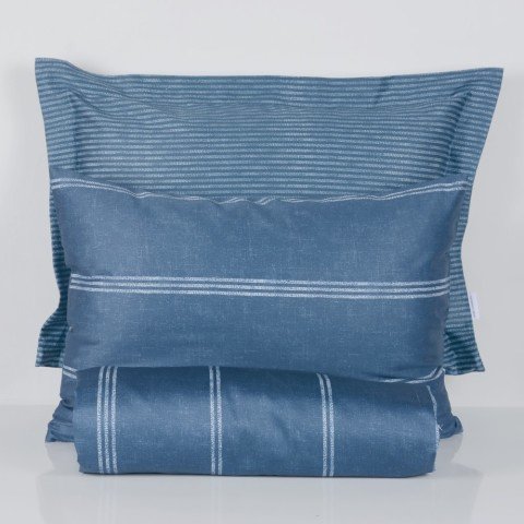 %100 Pamuk Saten Mateo  Nevresim Takımı Mavi - Çift Kişilik - Düz Çarşaf