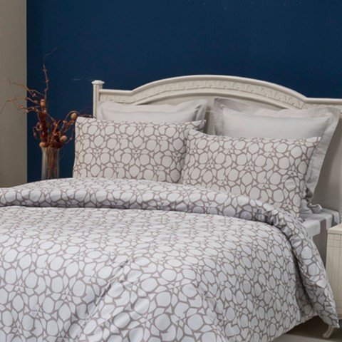 %100 Pamuk Saten Honey  Nevresim Takımı Bej - Çift Kişilik - Fitted Çarşaf