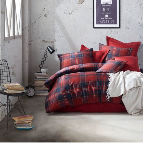 %100 Pamuk Saten Morris Nevresim Takımı Lacivert - Tek Kişilik - Fitted Çarşaf