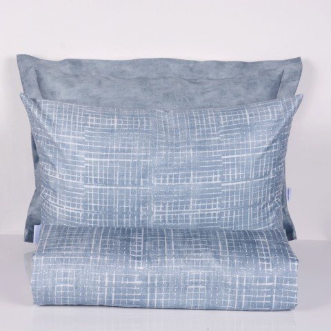 %100 Pamuk Saten Ozzy  Nevresim Takımı Mavi - Çift Kişilik - Fitted Çarşaf