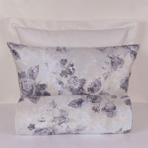 %100 Pamuk Saten Anya  Nevresim Takımı Gri - Çift Kişilik - Düz Çarşaf