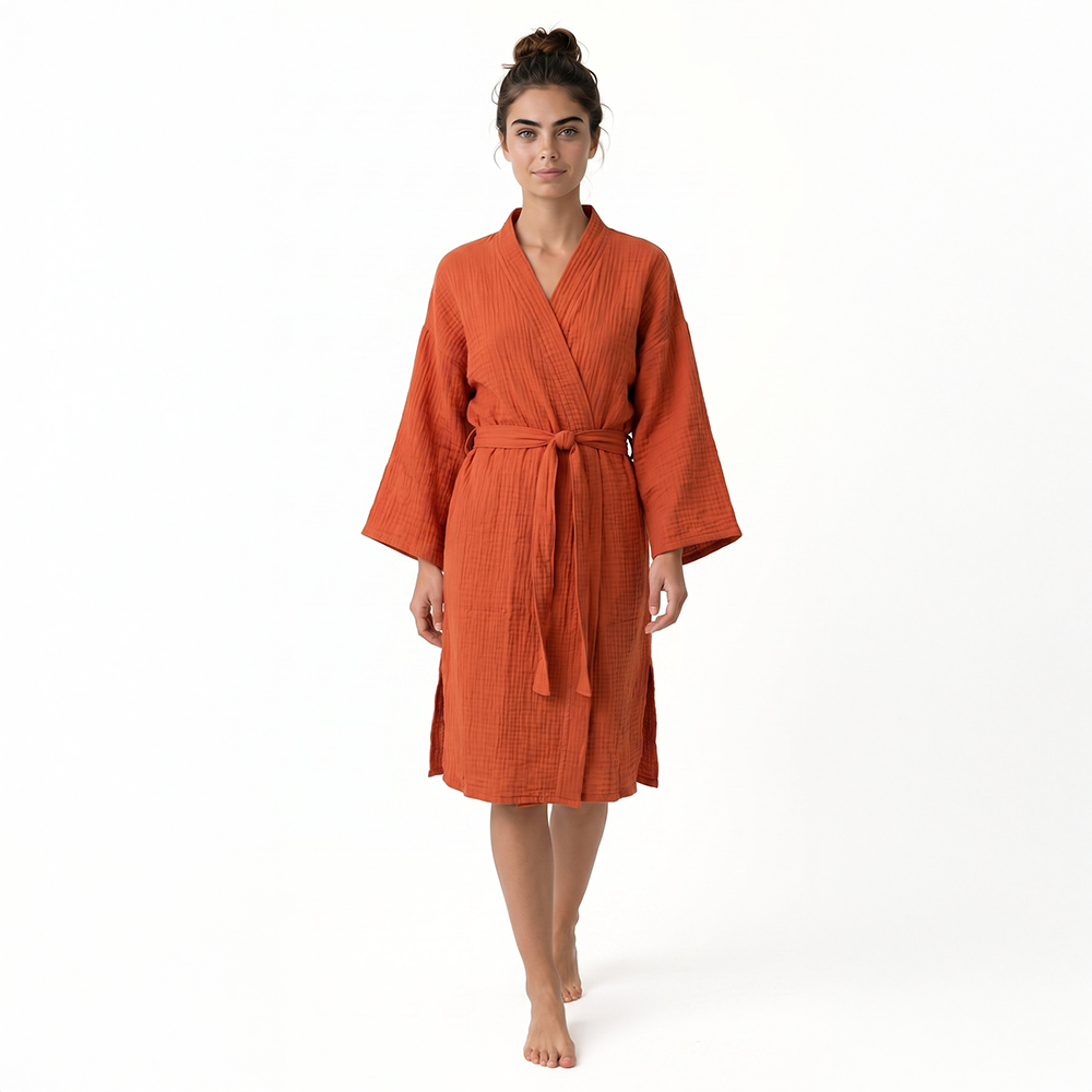 Kimono Müslin Bornoz Oranj