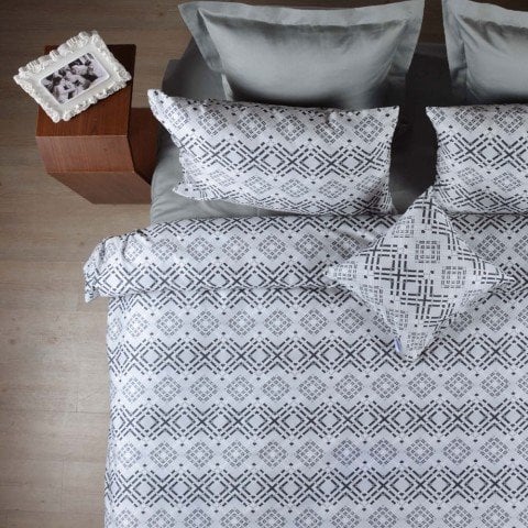 Gri Çift Kişilik Fitted Çarşaf Seti Nevresim ve Yastık Kılıflı Ev Tekstili