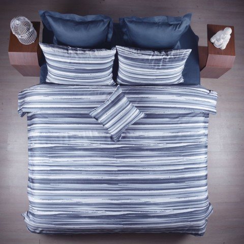 %100 Pamuk Saten Matt  Nevresim Takımı Mavi - Çift Kişilik - Fitted Çarşaf