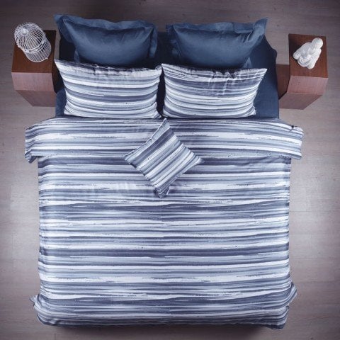 Mavi çift kişilik fitted çarşaf nevresim takımı 160x200 yastık kılıflı set