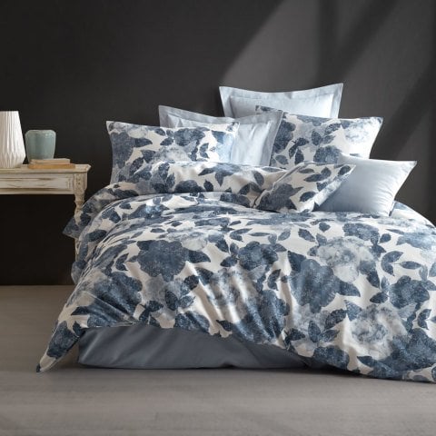 %100 Pamuk Saten Elise  Nevresim Takımı Mavi - Çift Kişilik - Düz Çarşaf