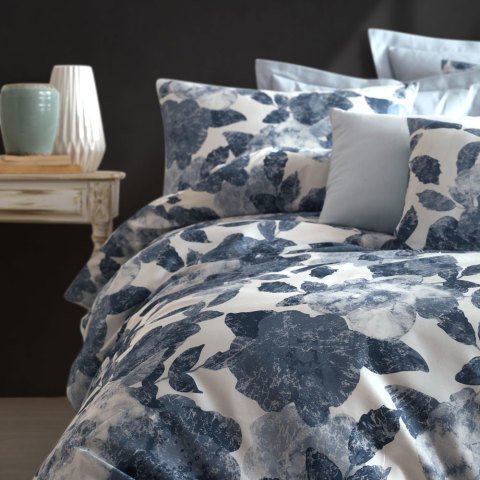 %100 Pamuk Saten Elise  Nevresim Takımı Mavi - Çift Kişilik - Fitted Çarşaf