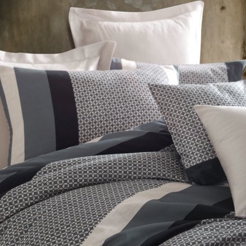 %100 Pamuk Saten Dion  Nevresim Takımı Gri - Çift Kişilik - Fitted Çarşaf