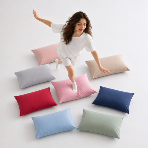 %100 Pamuk Saten Yastık Kılıfı 1 Adet 50X70 Açık Mavi