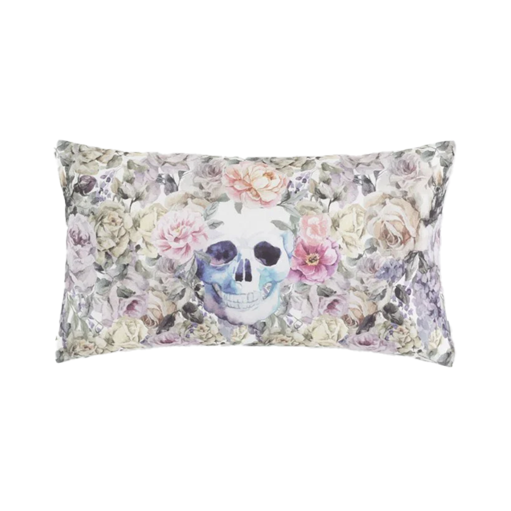 30x50 Dijital Çiçek Kurukafa Desenli Dekoratif Kırlent İndirimli Fiyat