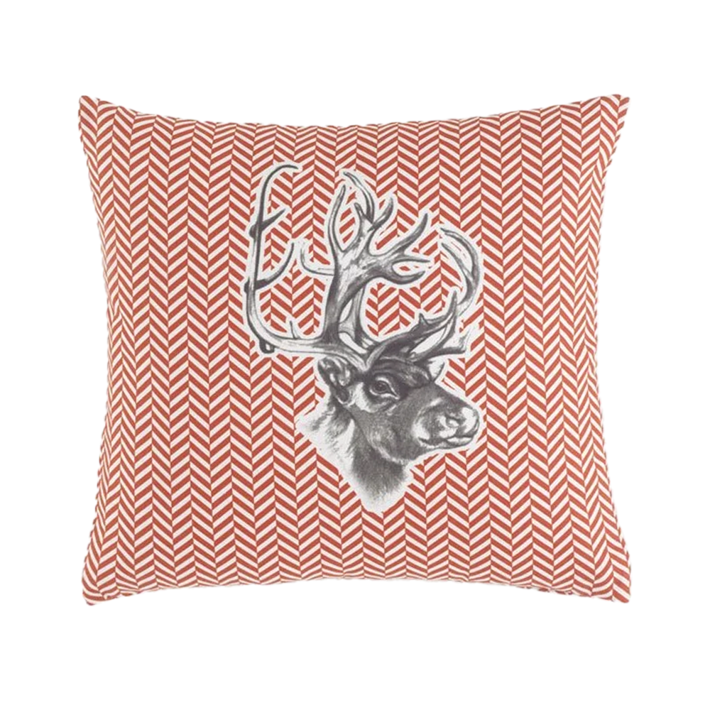 40x40 Dijital Baskı Yılbaşı Geyik Desenli Pamuk Panama Kırlent Home Harmony