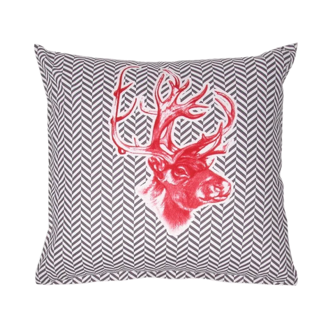 40x40 Dijital Kırlent (Yılbaşı Geyik) Gri