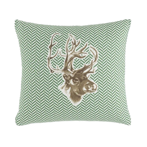 40x40 Dijital Kırlent (Yılbaşı Geyik) Yeşil