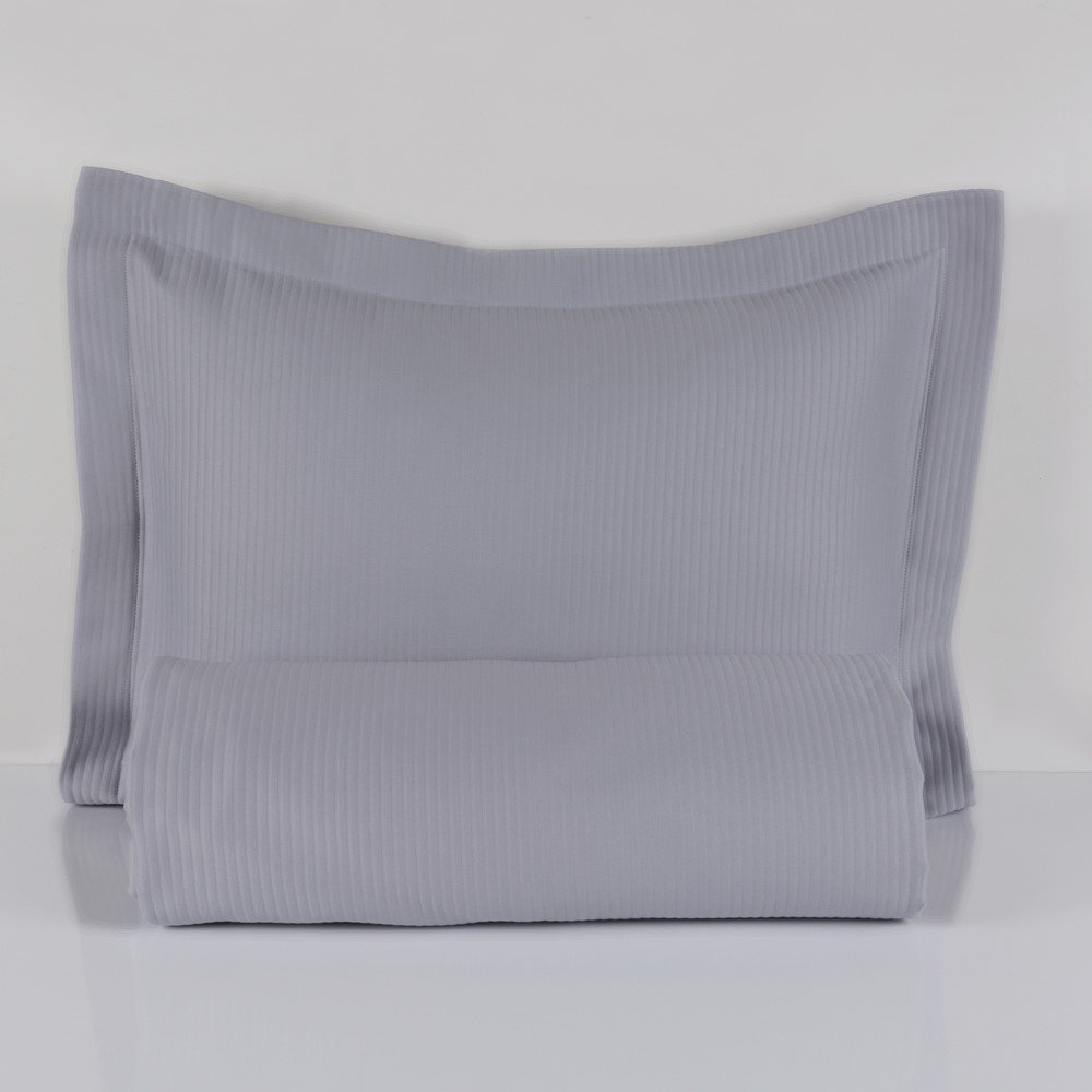 Çizgi Pike Takımı Açık Gri - Tek Kişilik