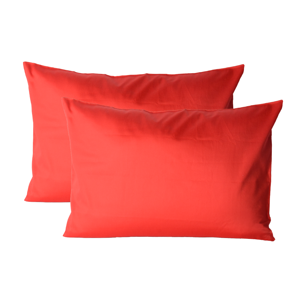 %100 Pamuk Saten Yastık Kılıfı 2 Adet 50X70 Kırmızı