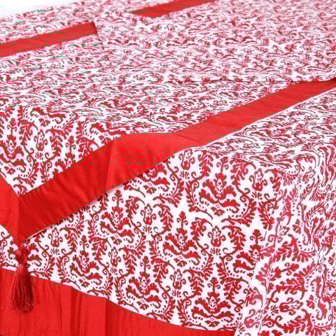 Damask Desen Masa Örtüsü &  Peçete Kırmızı - 150x150