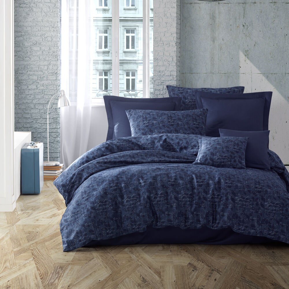 %100 Pamuk Saten Renta Nevresim Takımı Lacivert - Tek Kişilik - Düz Çarşaf