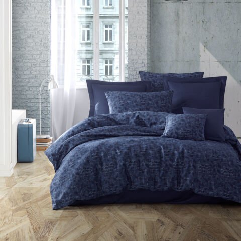 %100 Pamuk Saten Renta Nevresim Takımı Lacivert - Tek Kişilik - Düz Çarşaf