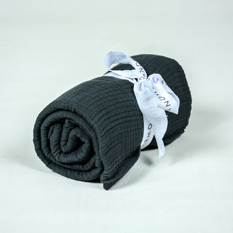 Biyeli Müslin Pike Antrasit - Tek Kişilik