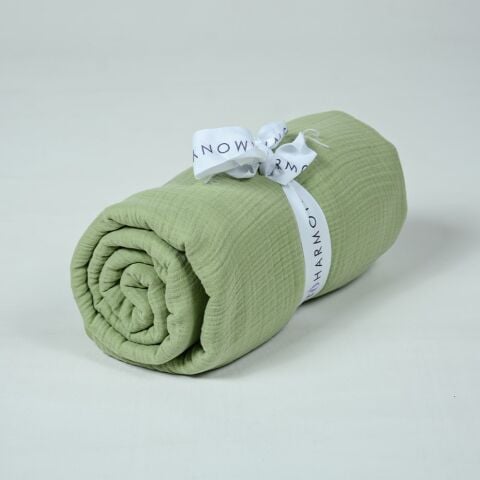 Biyeli Müslin Pike Fıstık Yeşili - Tek Kişilik