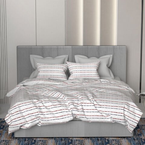 %100 Pamuk Saten Hermod Nevresim Takımı Gri - Çift Kişilik - Düz Çarşaf