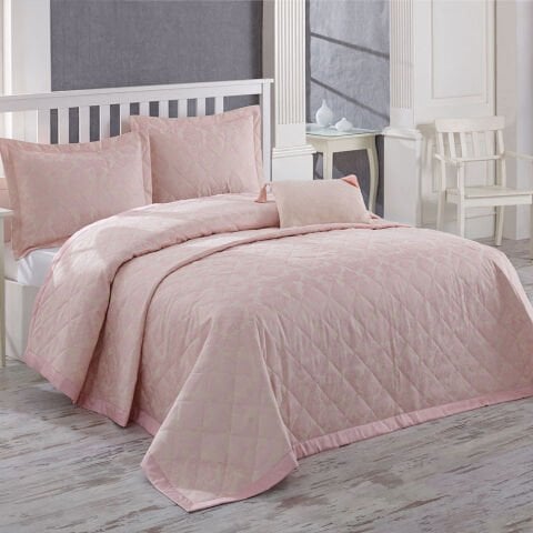 Rüya Pembe Yatak Örtüsü Polyester Pamuk Karışımlı Çift Kişilik Model