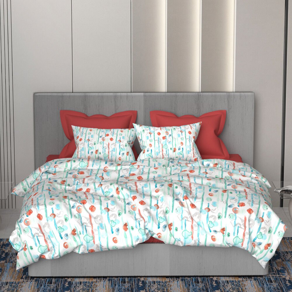 %100 Pamuk Saten Keki Dijital Nevresim Takımı Orjinal - King Size - Düz Çarşaf