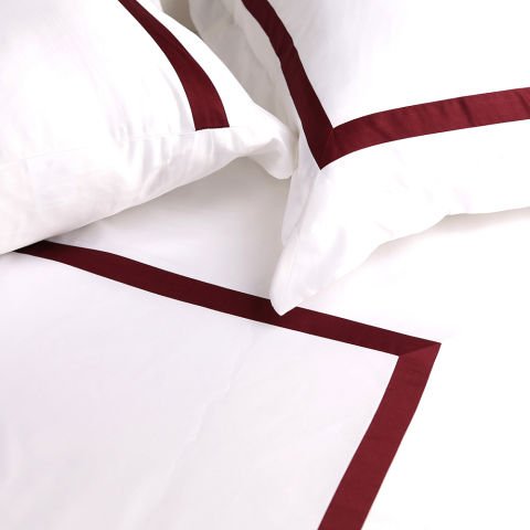 150 Tel İplik %100 Pamuk Saten Vale Nevresim Takımı Bordo - King Size - Fitted Çarşaf