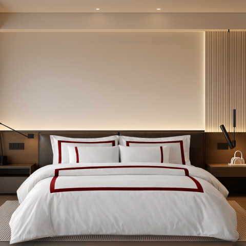 150 Tel İplik %100 Pamuk Saten Vale Nevresim Takımı Bordo - King Size - Fitted Çarşaf