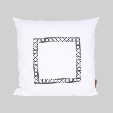 Wicker Nakış Kırlent Siyah