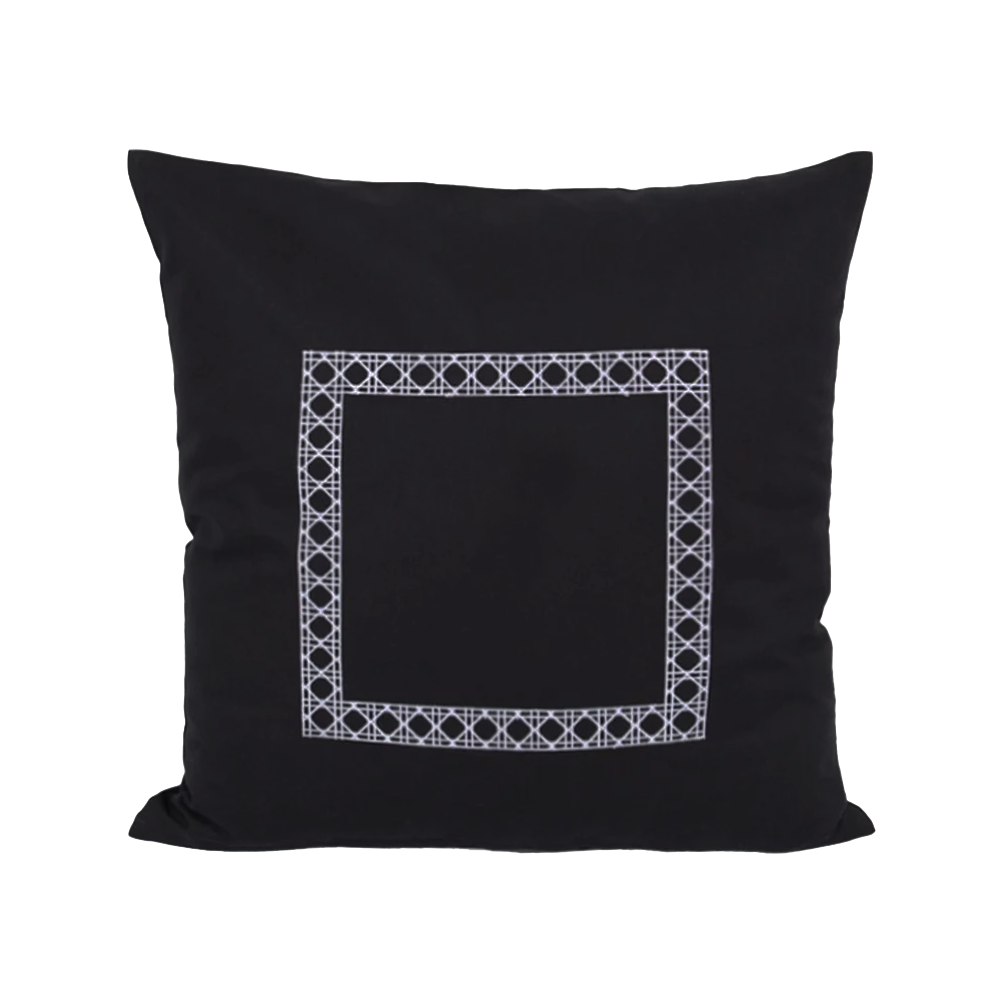 Wicker Nakış Kırlent Siyah